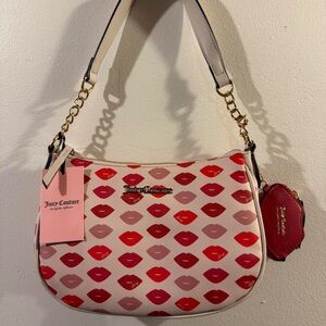 Juicy Couture Sealed with a Kiss Hobo Bag Crystal Valentines lipcoin purse NWT